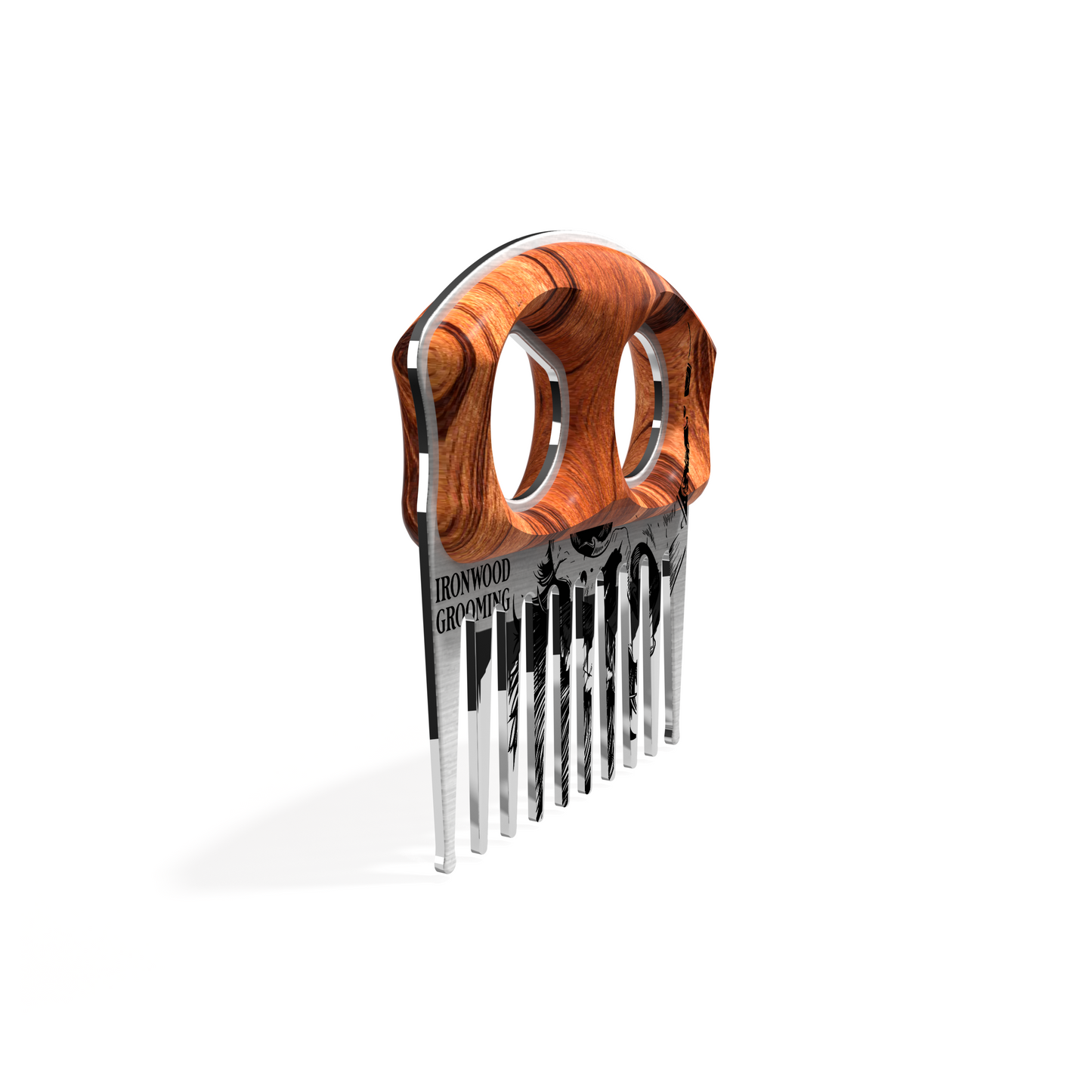 Tiger Wood Stainless Beard Pick