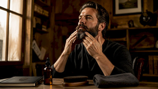 Man applying hemp seed oil to beard