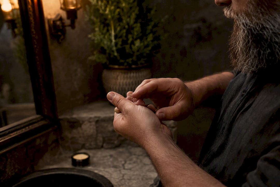 Hands warming natural beeswax mustache wax