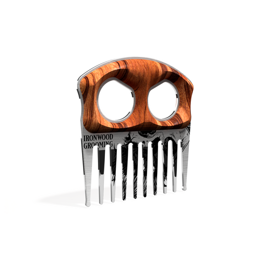 Tiger Wood Stainless Beard Pick