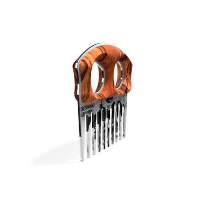 Tiger Wood Stainless Beard Pick